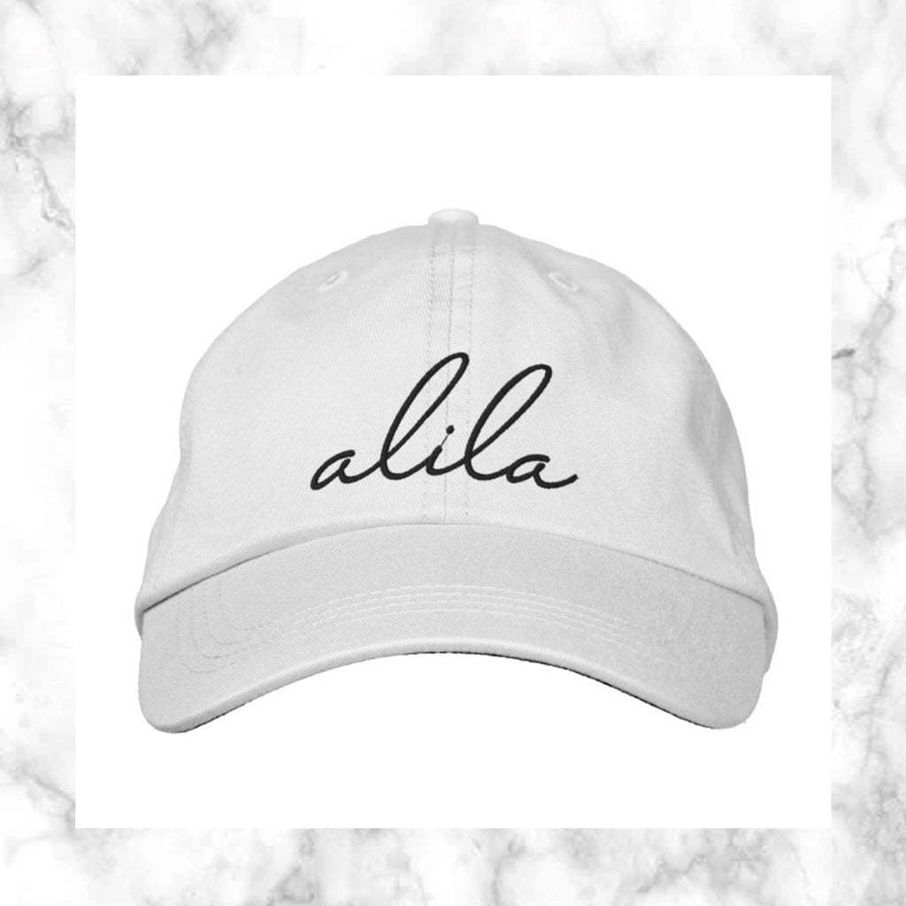 alila embroidered hat essential white black merchandise