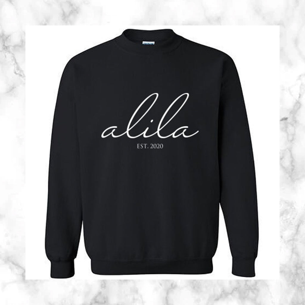 alila crewneck crew neck sweatshirt essential white black merchandise